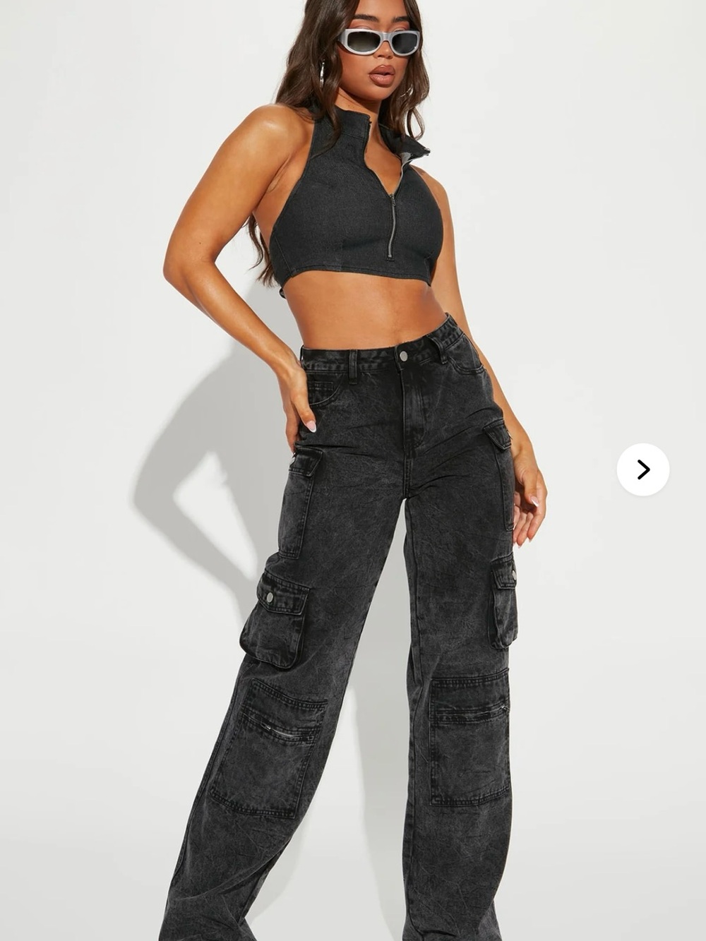 Black Washed Cargo Jeans - Tall Mad For You Cargo Jeans